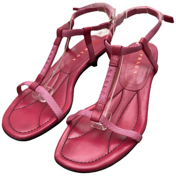 PRADA Women’s Pink Kitten Heel Sandals Size 38.5 - Picture 5 of 12